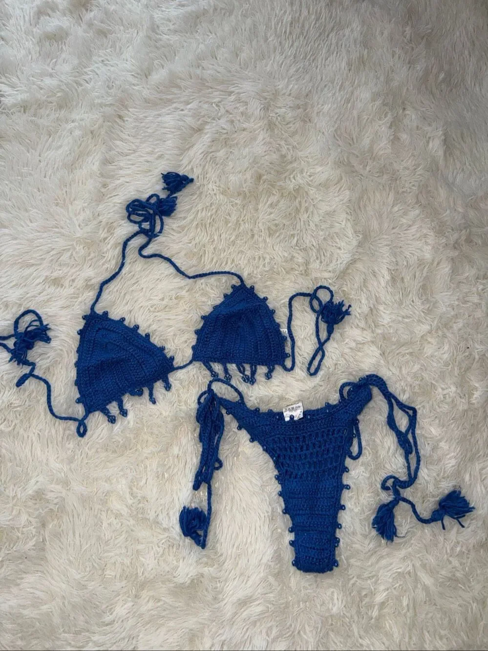 Mars the Label blue knit bikini set size XS